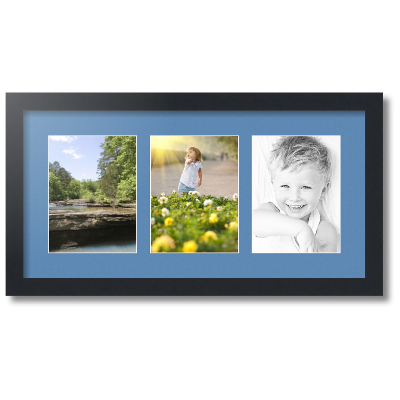 ArtToFrames Collage Photo Picture Frame with 3 - 6x8 inch Openings, Framed in Black with Over 62 Mat Color Options and Plexi Glass (CSM-3926-782)